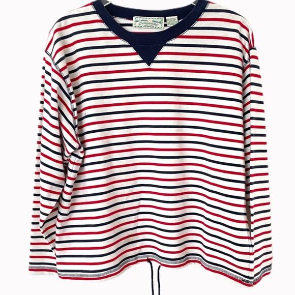 Emerald Isle Tops - Vintage 90s Emerald Isle Striped Terry Cloth Pullover Sz L